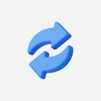 A three-dimensional blue refresh icon depicting circular arrows. vector