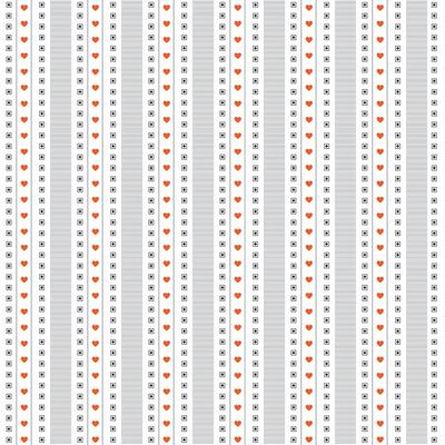 Seamless French country kitchen stripe fabric pattern print. Red black white vertical striped and love background pattern illustration