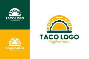 Modern Taco Logo Design with Green and Yellow Color Scheme for Food Branding vector