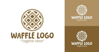 Creative Waffle Logo in Brown and White for Waffle Shop and Bakery Branding vector