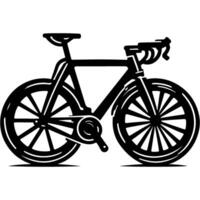 Sketchy sport emblem of racing bicycle for competitions in monochrome. Engraving minimalistic image in black ink drawing on white background vector