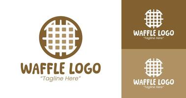 Minimalist Waffle Logo in Brown and White for Bakery and Dessert Branding vector