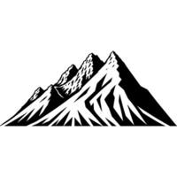 Sketchy travel emblem of mountain pass in monochrome. Engraving minimalistic image in black ink drawing on white background vector