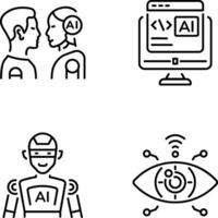 Pack of Ai Robot Line Style Icons vector