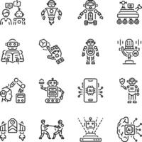 Set of Humanoid Outline Style Icons vector