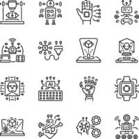 Collection of Artificial Intelligence Line Style Icons vector