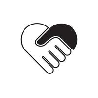 shake hands with love icon line design illustration template vector