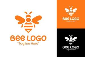 Minimalist Bee Logo in Orange and Black for Clean Branding Identity vector