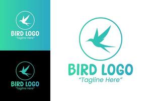 Minimalist Bird Logo Design in Gradient Green and Blue for Corporate and Business Branding vector