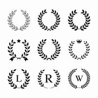 Nine variations of black laurel wreaths designs vector