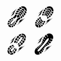 Four dynamic shoe prints running trail design elements vector