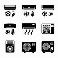 Air conditioner icons set cooling and heating systems vector