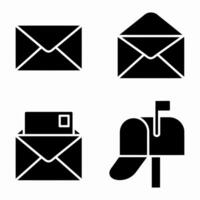 Mail icons set envelope postcard mailbox vector