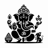 Black and white stylized ganesha with mouse vector