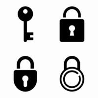 security icons set keys and padlocks vector