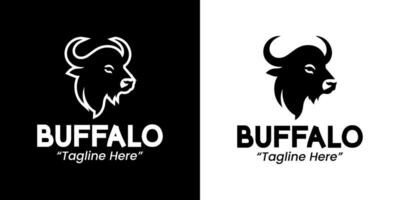 Strong Buffalo Logo Design for Branding with Powerful Black and White Contrast vector