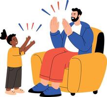 A flat style illustration showing dad cheering vector