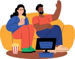 A flat style illustration showing family enjoying movie time vector
