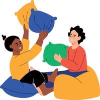 A flat style illustration showing sibling playing vector