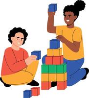A flat style illustration showing kids playing activity vector