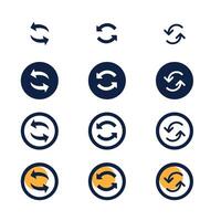 Refresh icon set isolated on white background with black and yellow color vector