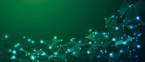Abstract green triangle mesh network connect fechnology futuristic background vector