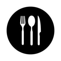 spoon, fork and knife icon illustration sign design style over white background vector