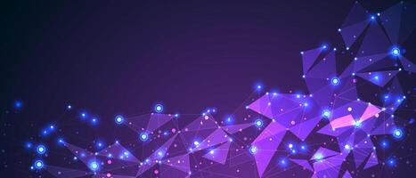 Abstract blue purple triangle mesh network connect fechnology futuristic background vector