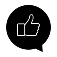 Speech bubble with hand signal isolated web icon illustration desing thick line. vector