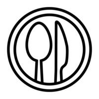 spoon and fork in dish menu restaurant illustration line style icon. vector