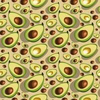Seamless pattern with avocado. Healthy vegan food. abstract modern illustration. Fresh avocado with seeds and slices. Summer modern background. vector