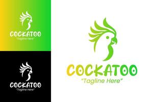 Bold and Modern Cockatoo Logo in Green and Yellow Gradient for Branding vector