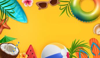 Realistic Summer Background with Beach Elements vector