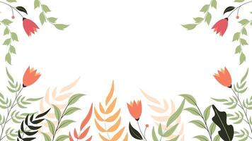 Minimal floral background featuring flat style flowers and leaves in soft tones perfect for invitations greeting cards and seasonal design projects vector