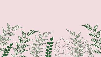 Simple and clean botanical background featuring green leaves on a soft pink backdrop ideal for invitations posters and decorative projects vector