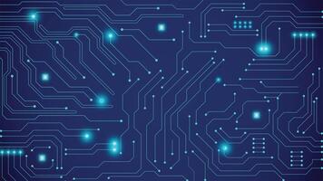 High tech digital circuit board background with glowing blue lines on dark blue gradient perfect for technology themes websites and presentations vector