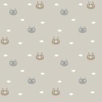 seamless minimal cute animal pet cat and fish repeat pattern in brown background vector