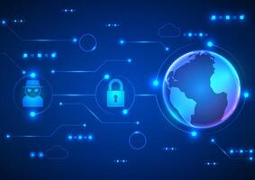 Digital cryber security technology background. Network cloud concept. Design for online data system wireless wifi map world. vector