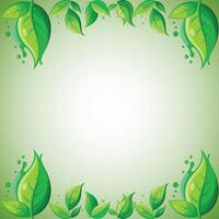 Green leaves frame and Green leaf on a gradient background. vector