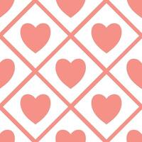 Seamless heart pattern in diamond grid layout vector