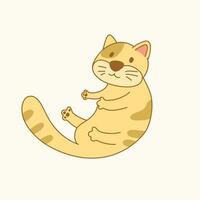 Cute cartoon orange cat laying down and smiling with a playful attitude vector