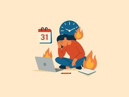 Deadline Pressure and Burnout Under Heavy Workload. vector