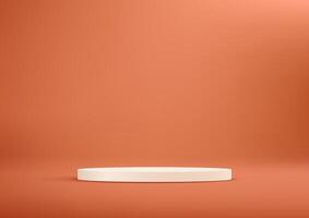 Orange background 3d with white podium. Empty room with light effect. Space for selling products on the website. illustration. vector