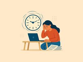 Time Management Burnout and Work Overload Stress Concept. vector
