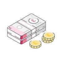An isometric icon representing pound currency note vector