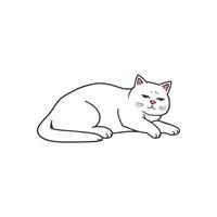 Cute cartoon cat sleeping peacefully and looking cozy and content adorable tired feline resting in a comfy pose for relaxation themed designs vector