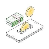 A captivating isometric icon showing mobile payment system vector