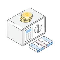 A premium isometric icon of secure digital locker vector