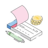 Visually engaging isometric icon of cheque payment paper vector