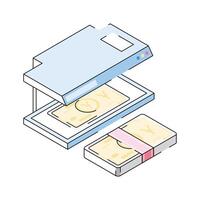 Check out this isometric icon of a currency scanner. vector